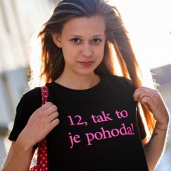 Tričko unisex černé - růžový nápis - Pohoda